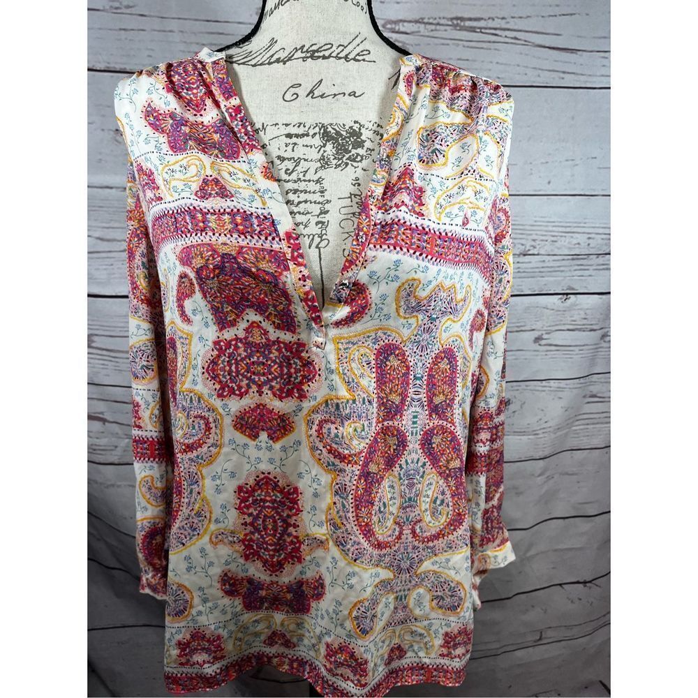 Violet +‎ Claire Paisley Print Long Sleeve Blouse Top Size S